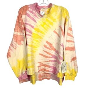 ELECTRIC & ROSE Neil Sweatshirt NEW Size M Pink Yellow Tie Dye